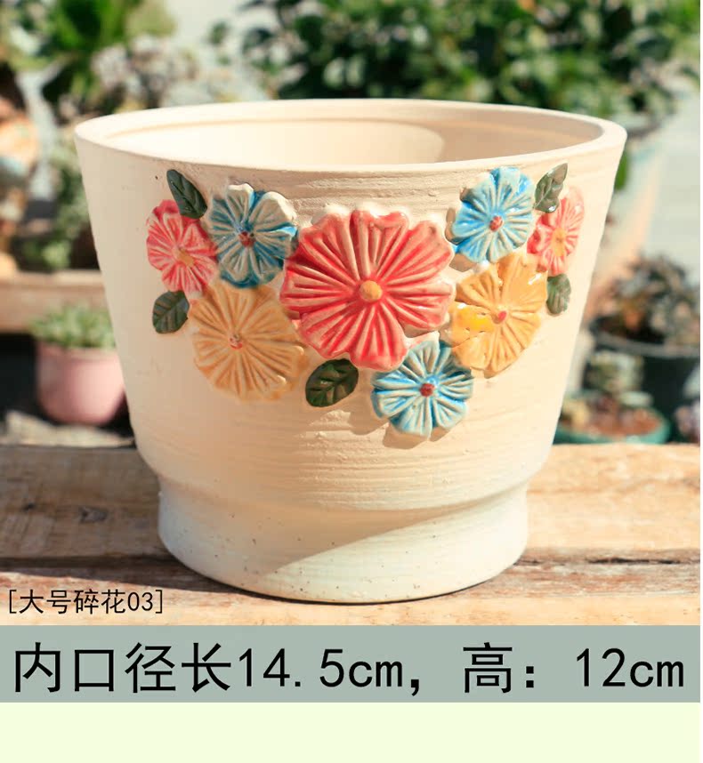 Fleshy flowerpot contracted large diameter ceramic package mail breathable creative move large special household big platter clearance