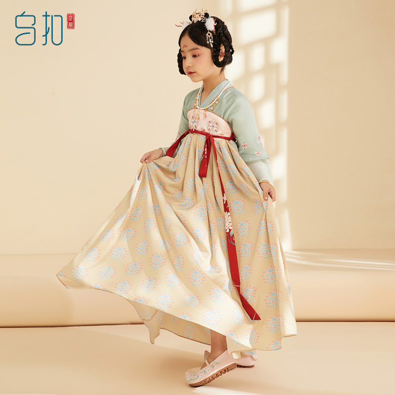 Uzbek Button-ian Children Ancient Dress Chinese Suit Girl China Wind Super Fairy Dress Little Girl's Skirt Fairy Fall
