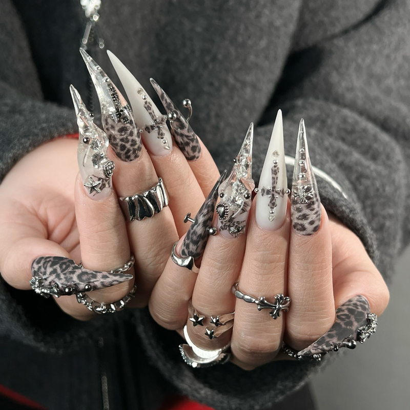 Dragon Claw Wearable Nails Wild Hot Girl Style Leopard Print Dark Hot Mom Nail Art