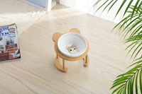 Симпатичный бамбуковый дерево желтый кот+набор для одной миски