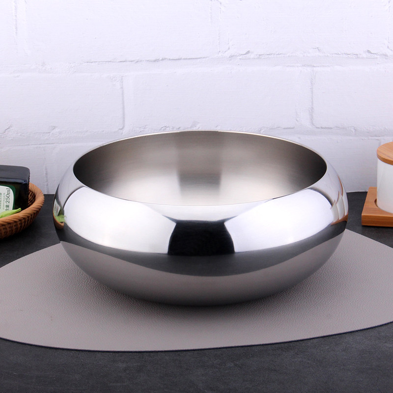 Thickened 304 stainless steel bowl-shaped basin can be heated for washing vegetables and baking noodles, cooking porridge pot, soup stew pot, hot pot