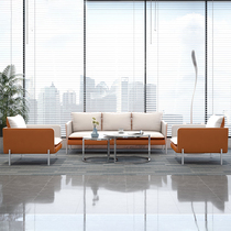 Office sofa simple modern business leather art three-person leisure reception reception office sofa coffee table combination
