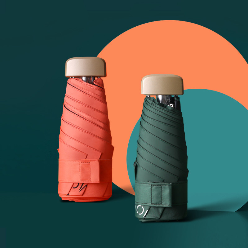 Sunburn 5 fold small, portable sun-proof dual sun protection UV pocket shade custom logo umbrella