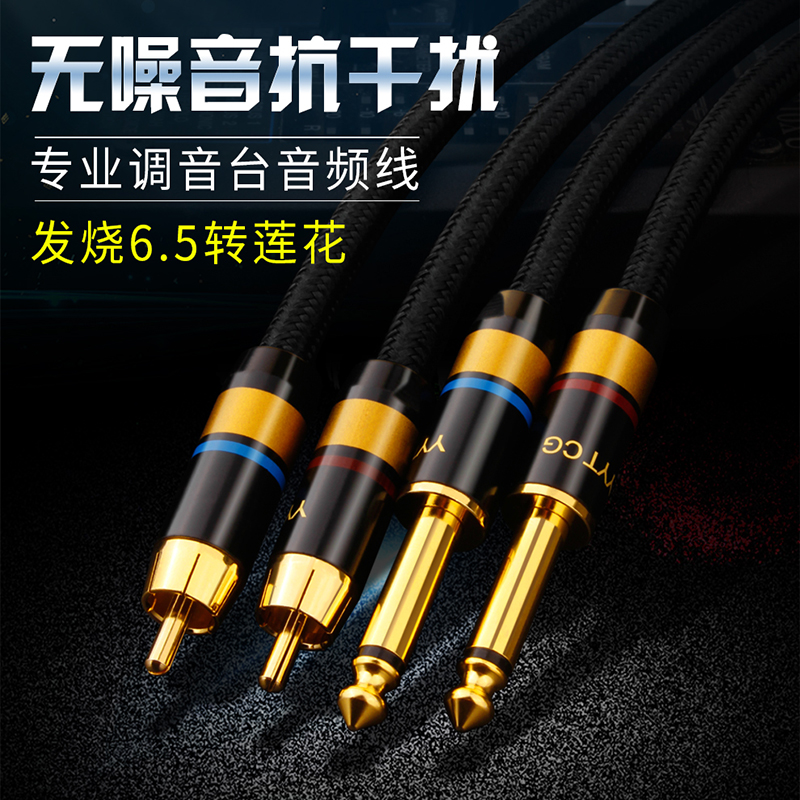 YYTCG 6 5 turns RCA Fever Audio Line Double 6 35 turn double RCA Head 2 pairs 2 Lotus tuning Sound Desk Audio Line