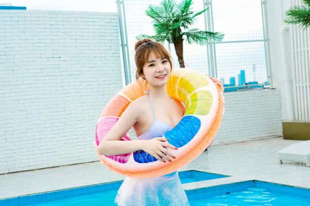 Phao cứu sinh cao su bơm hơi kích thước mới để tăng độ dày cho trẻ em người lớn bơi vòng người mới bắt đầu nam và nữ - Cao su nổi phao đỡ cổ cho bé