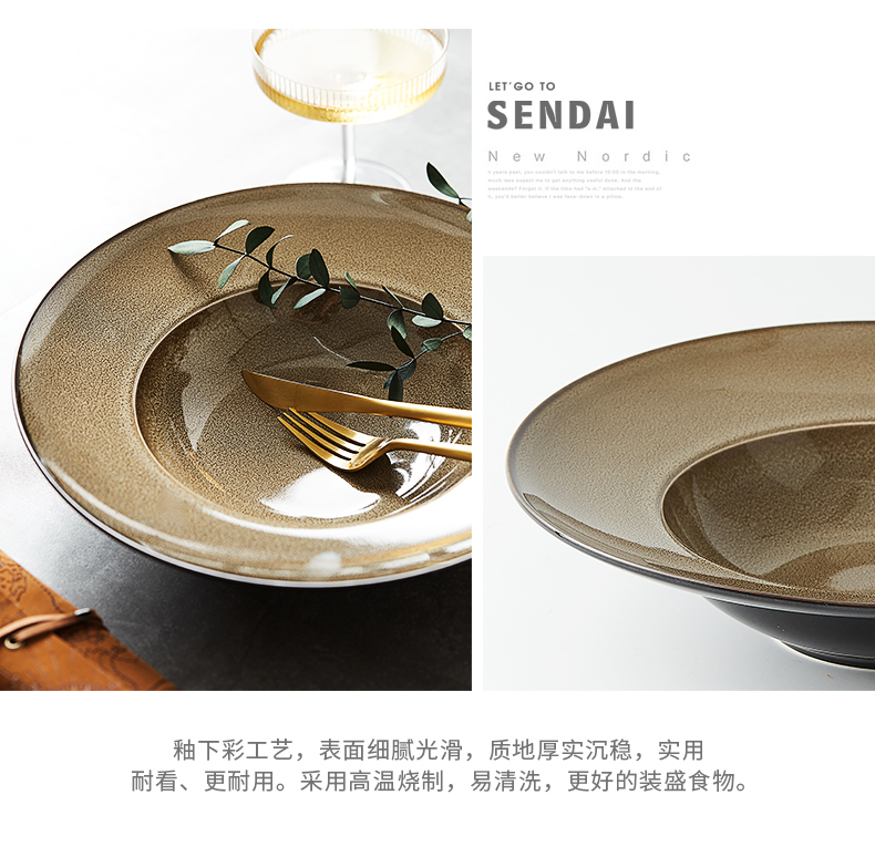 Japanese ceramics up straw pasta dish plate creative deep dish soup plate hotel restaurant hotel food tableware artistic conception