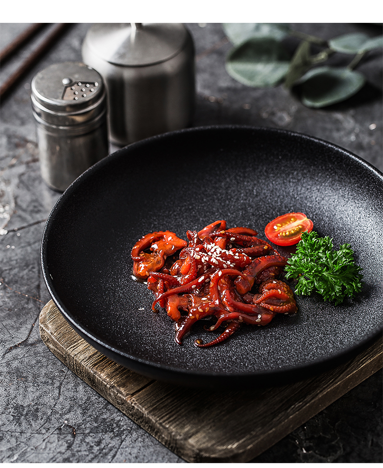 Creative ceramic grind arenaceous black western - style food dish move plate of fruit salad dish household pasta dish deep dish customization