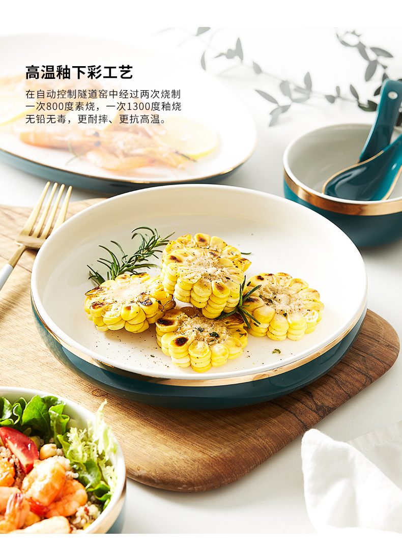 Web celebrity Nordic light dishes key-2 luxury dish bowl set combination of household modern beautiful ceramic dish fish dish
