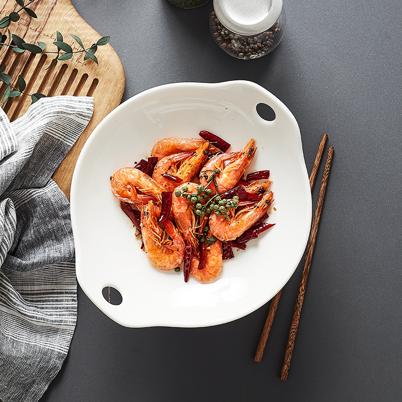 Creative ceramic dry pot ears 0 hotel restaurant hotel club the artistic conception can be heating speciality tableware