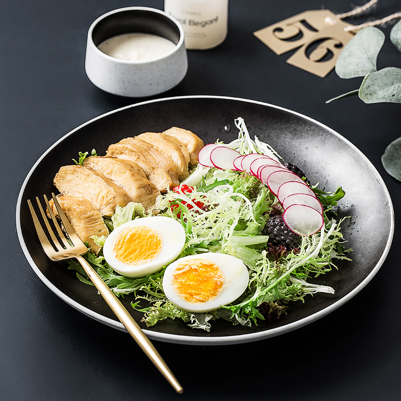 INS web celebrity Nordic ceramic breakfast tray was suit Japanese household creative steak salad plate western - style food plate tableware