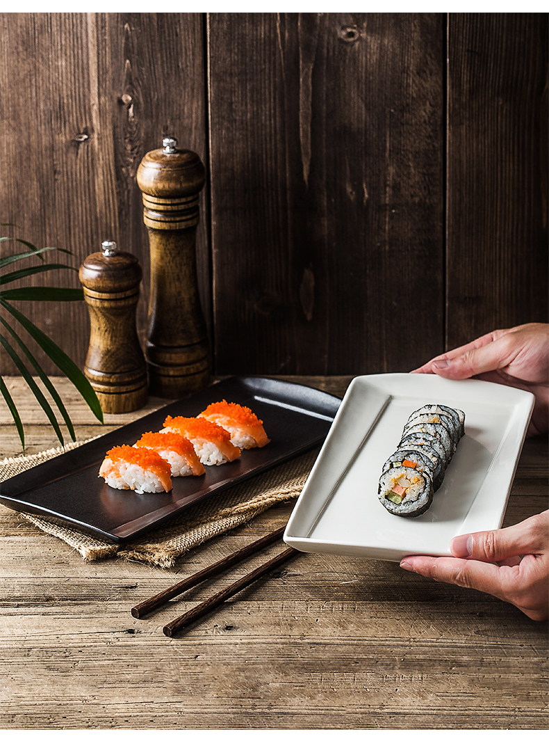 Japanese rectangle ceramic sushi plate household contracted date, western - style food dish fish dish dish plate tableware custom
