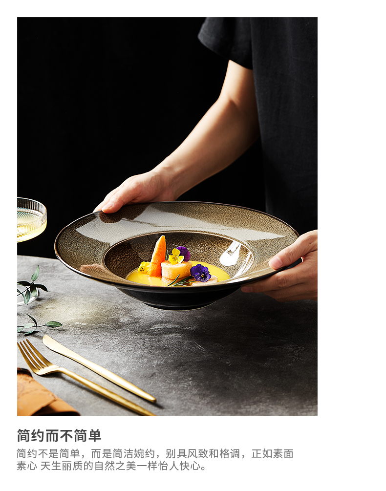 Japanese ceramics up straw pasta dish plate creative deep dish soup plate hotel restaurant hotel food tableware artistic conception