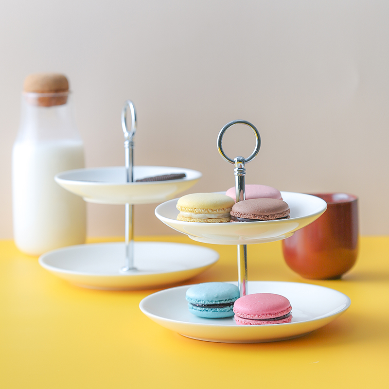 Contracted the Nordic double snack plate home sitting room tea table modern ceramic snack dried fruit tray afternoon tea heart