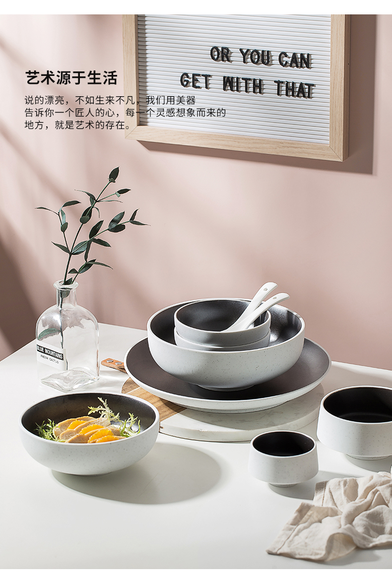 Nordic creative Japanese web celebrity ceramic tableware, a single bowl plates household contracted club food tableware plate of artistic conception