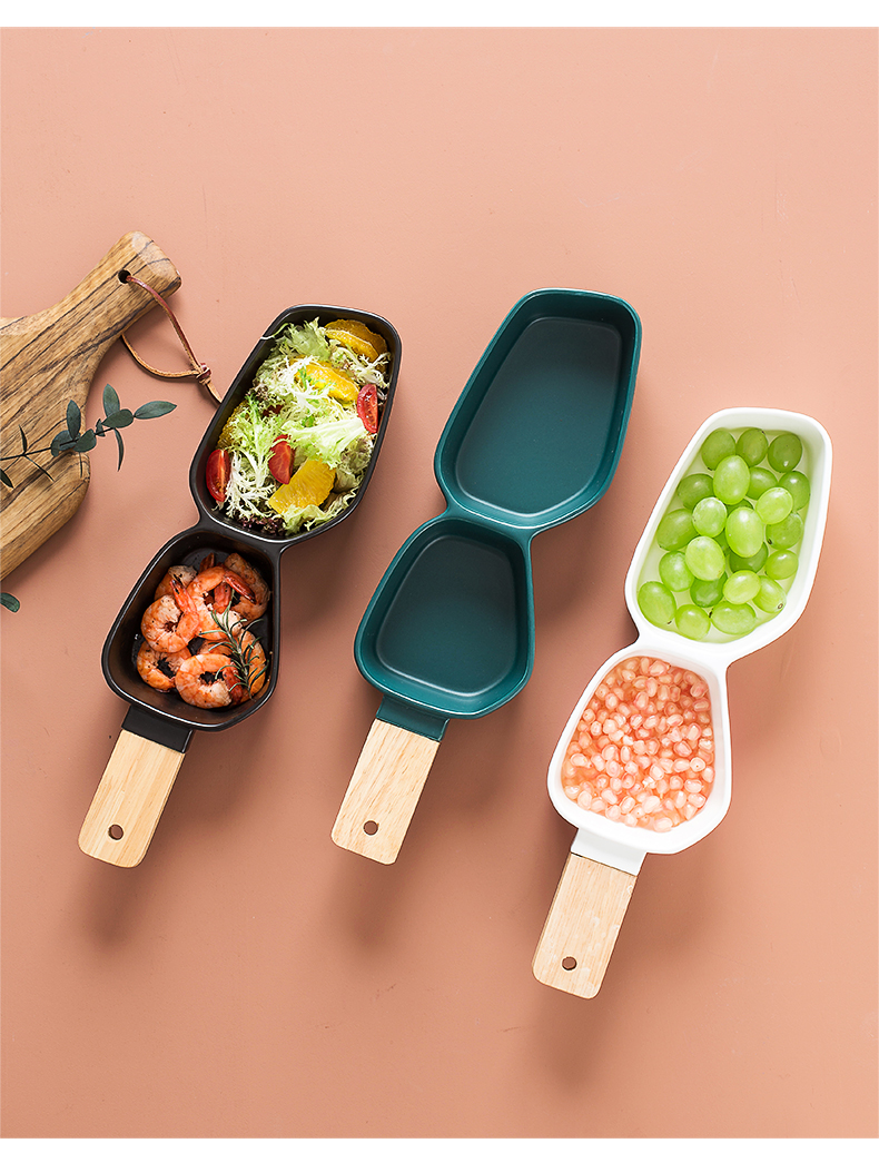 Nordic ceramics with two handles a salad bowl sitting room home creative points, dry fruit bowl dessert plate snack plate