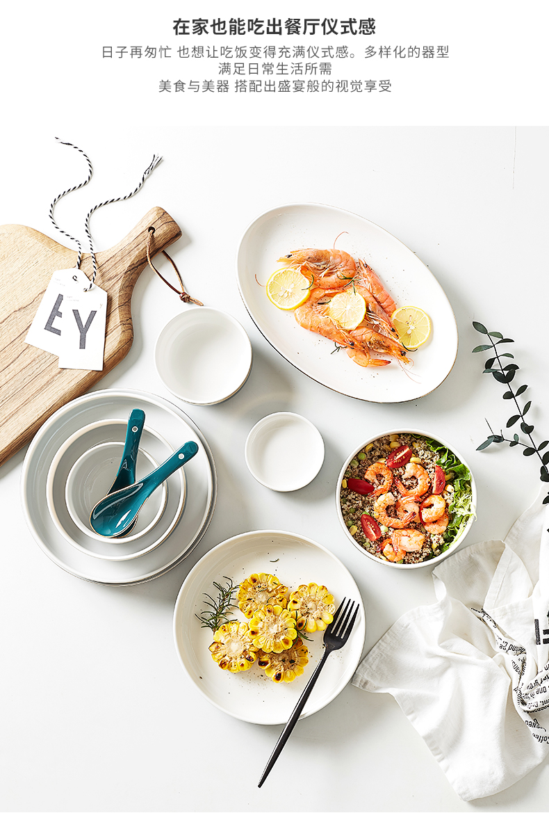 Web celebrity Nordic light dishes key-2 luxury dish bowl set combination of household modern beautiful ceramic dish fish dish