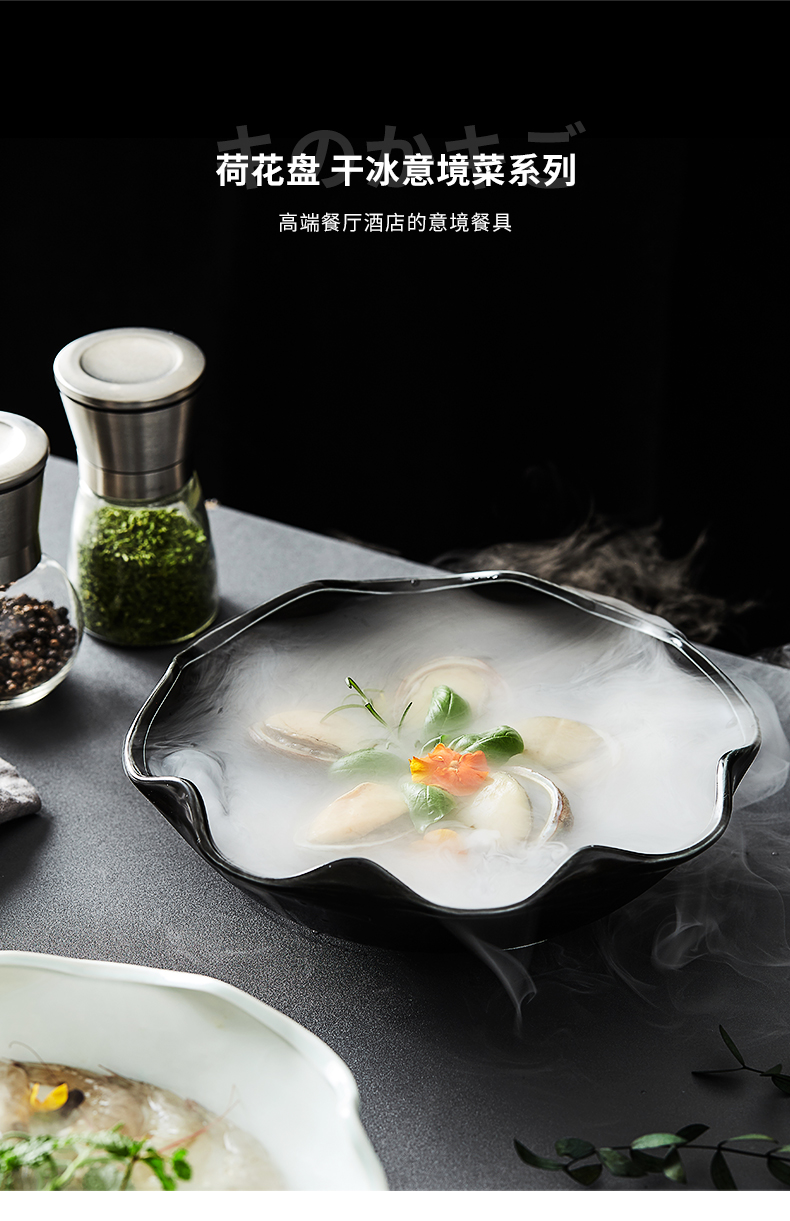 The Spray dry ice creative move ceramic tableware of dry ice hotel restaurant cuisine molecular artistic conception plate