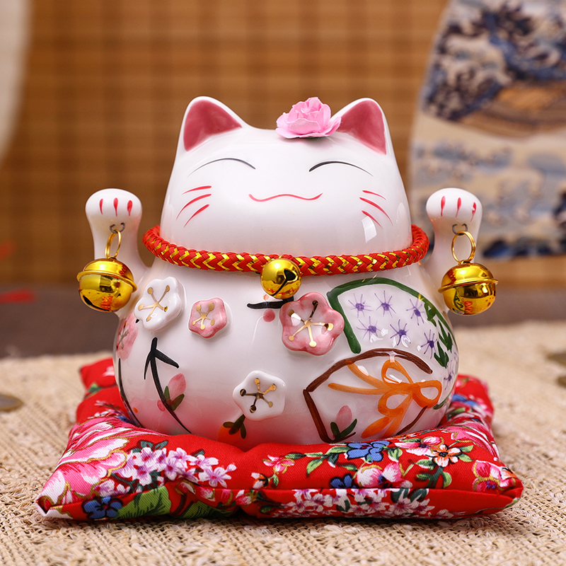 Property Cat Swing Piece Small Number Ceramic Deposit Money Pot Desk Home Decoration Pint Cute Hair Treasure Cat Creative Gift