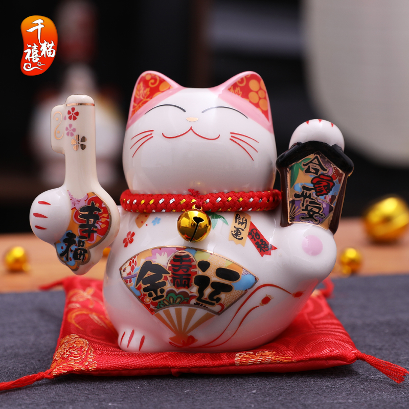Millennial Cat Trumpet Tricks Cat Swing Piece Cute Desk Car Adornment Ceramic Deposit Pot Creative Gift
