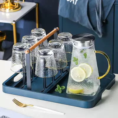 Glass cold water bottle cold water bottle high temperature resistant household Nordic large capacity cold water cup water set set water bottle cold water bottle