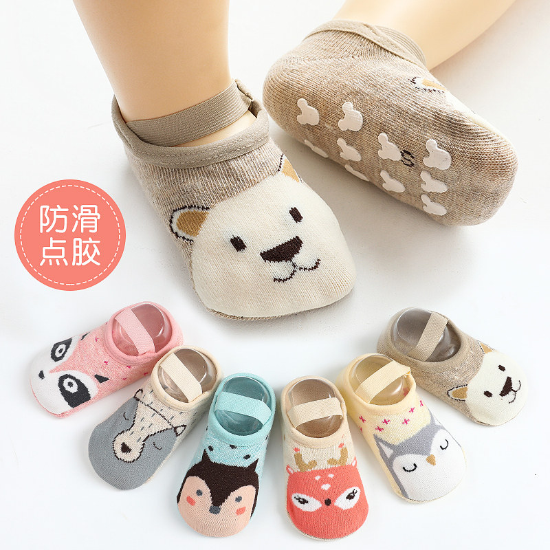 Clear cabin-baby floor socks anti-slip school of spring and autumn slim in pure cotton walk to fall off soft underfloor cute baby socks