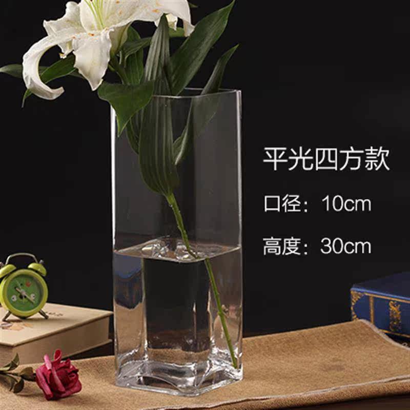 Glass transparent large flower lily rich bamboo simulation flower arrangement square straight floor vase decoration