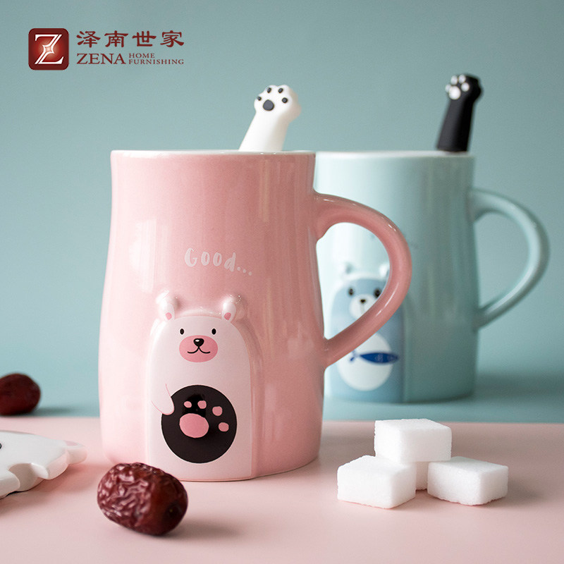 Mark cup large capacity ceramic mug with lid spoon net red water glass female home milk breakfast cup high face value water glass