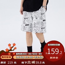 PSO Brand full printed bear manga pattern short guard pants mens loose middle pants summer sports leisure five-point pants