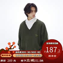 PSO Brand embroidered V-neck sweater men 2021 autumn and winter wool clothes couple knit base shirt