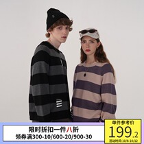 PSO Brand Japanese retro striped sweater mens loose round neck pullover Joker sweater inner top tide