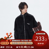 PSO Brand velvet fabric LOGO embroidered Japanese vintage jacket mens spring and autumn thin couples jacket