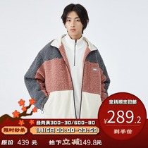 PSO Brand corduroy patchwork imitation lamb fleece jacket men winter padded stand neck jacket plush top