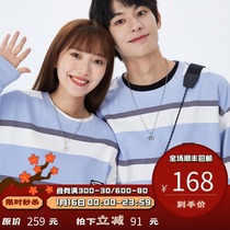 PSO Brand Contrast Striped Long Sleeve T-shirt Mens Round Neck Cotton Autumn Couple Top Tide Brand base shirt