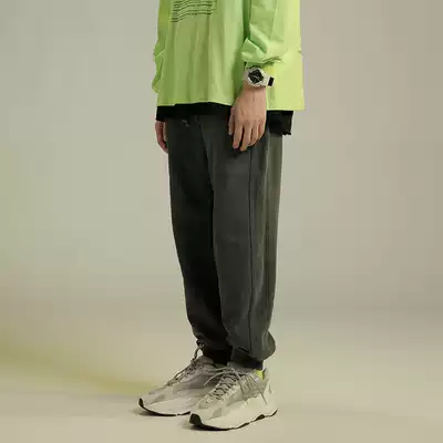 PSO Brand autumn and winter washing sports pants men's knitted cotton plus velvet thick casual pants Tide Brand trousers