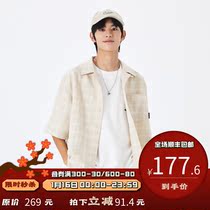 PSO Brand Cuban collar shirt mens short sleeve summer plaid shirt Tide Brand 2021 new couple coat