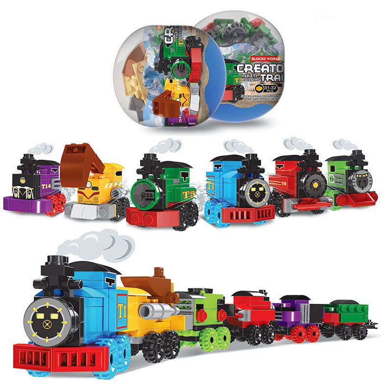 Puzzle Assembly Enlightenment Small Grain Train Twisted Egg Body Creative Toy Building Blocks Children Boys And Girls Compatible Lego