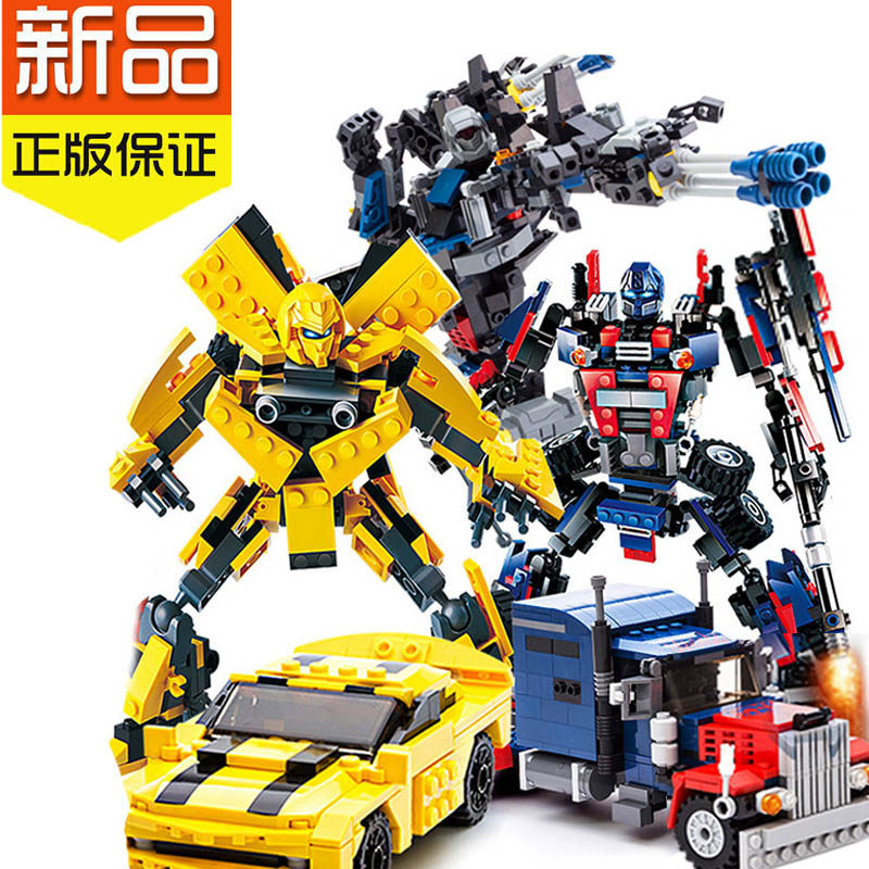 Goody Puzzle Assembly Yellow Bee Building Block Big Model Deformation Toy Diamond Car Machine Compatible with Lehigh Engine Skypole