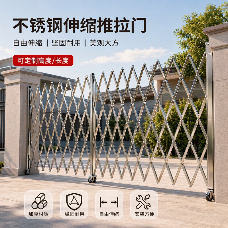 Stainless Steel Telescopic Fence Sliding Door Movable Folding Household Telescopic Fence Gate Factory Isolation Protective Fence Stainless Steel Telescopic Fence Sliding Door Movable Folding Household Telescopic Fence Gate Factory Isolation Protective Fence