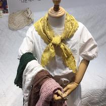 Baby scarf Korean version of spring and summer lace retro children's cotton triangle scarf girls Joker fashion small scarf shawl