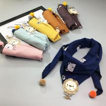 Children's triangle scarf Korean version of autumn and winter baby single-layer triangle scarf warm boys and girls pendant floral scarf cute