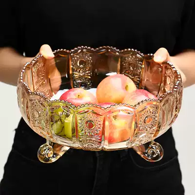 Fruit plate creative modern living room household coffee table fruit plate Nordic style crystal transparent glass Chinese New Year candy jar