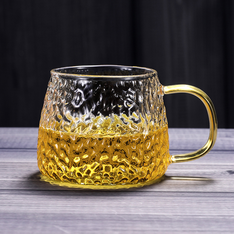 Japanese-style hammer glass with household teacup in wind simple handle breakfast milk cup large water cup