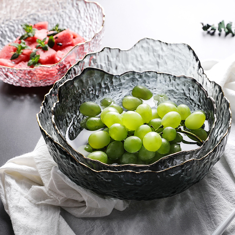 Fruit plate Nordic fruit plate home creative modern living room coffee table transparent crystal glass plate salad bowl