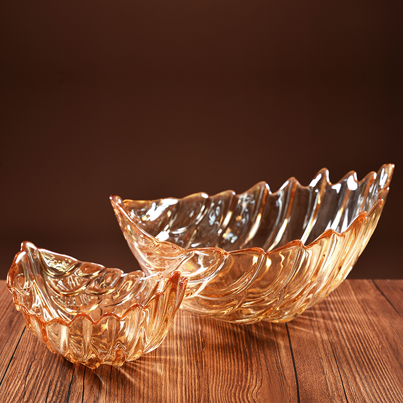 European-style fruit dish snack disk Modern living room tea Several creative household crystal glass feather candy plate