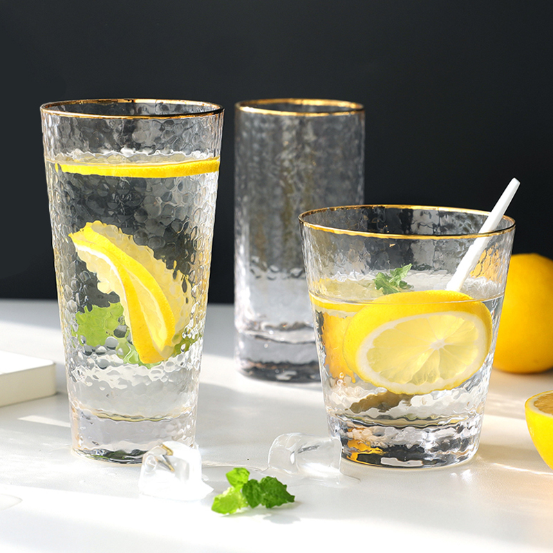 Japanese style Phnom Penh glass creative hammer resistant water cup suit household beer glass transparent juice net red glass