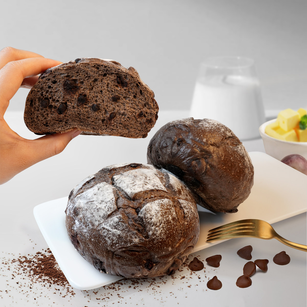 红森林巧克力软欧包早餐面包下午茶零食