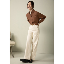 GDZY fake two-piece lamp core suede mill wool shirt female autumn winter design sensation small crowdwearing blouse women 2021 new