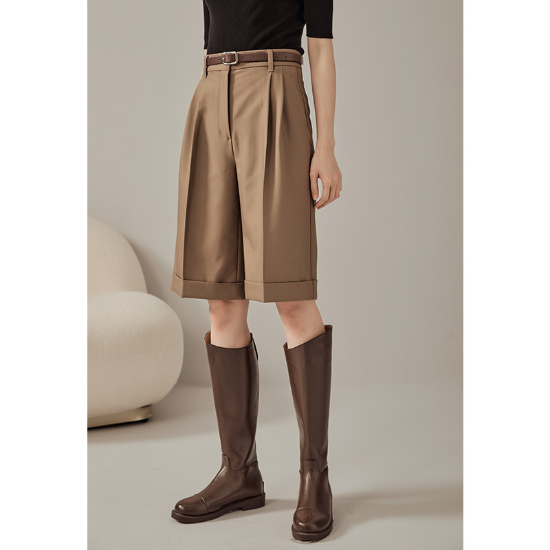 GDZY Bermuda suit shorts women's summer casual wide-leg five-point pants women's summer thin straight five-point pants women's summer