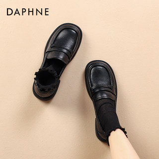 Daphne Loafers for Women 2025 New Spring Thick-Soled British Style Black Genuine Leather Japanese Style Small Leather Shoes Women's Jk Shoes