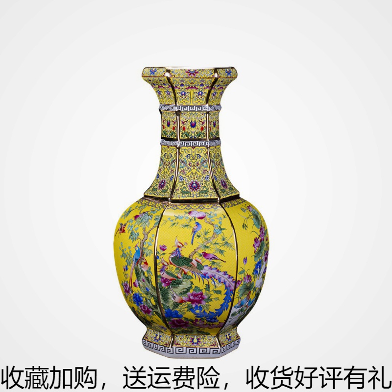 Jingdezhen antique ceramic ware enamel color vases modern style Qianlong Living room Adornment hexagon Hyun Guan Pendulum